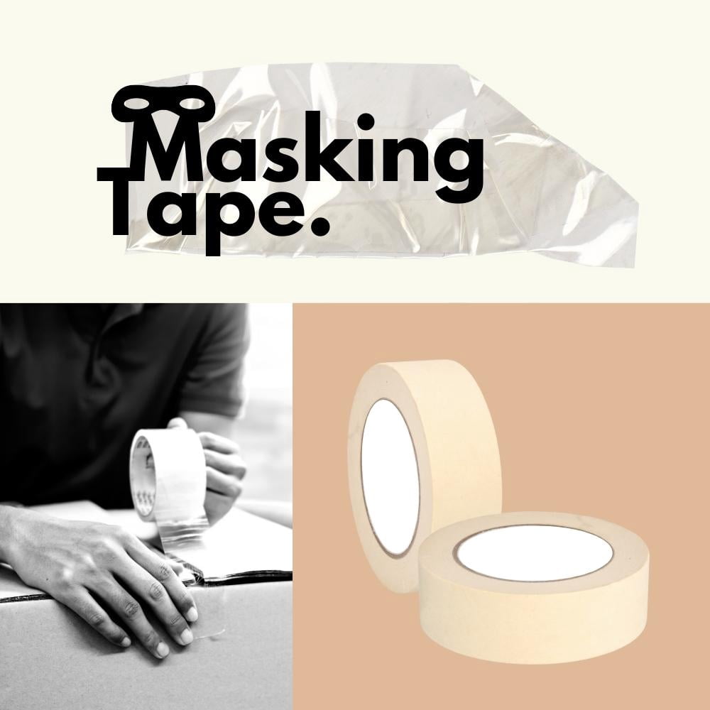 MMBM 12 Rolls - 4.3 Mil - General Purpose Masking Tape Water & Oil Resistant, Quality Adhesive, Mutipurpose, Ivory, 1.5" x 60 Yards