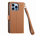 thumbnail image 3 of For iPhone 13 Pro Leather Phone Case Wallet Zipper Pocket Pouch Folio Flip Cover Kickstand, Multi Anti-theft Card Holder Cash Slot, Double Magnetic Buckle, Wrist Lanyard,Brown,For iPhone 13 Pro, 3 of 12