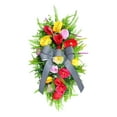 thumbnail image 1 of KoiLife 20" Colorful Floral Swag Wreath with Red Yellow Pink Roses and Black White Striped Bow Artificial Greenery Swag for Front Door Spring Home Porch Indoor Outdoor Decorations, 1 of 8