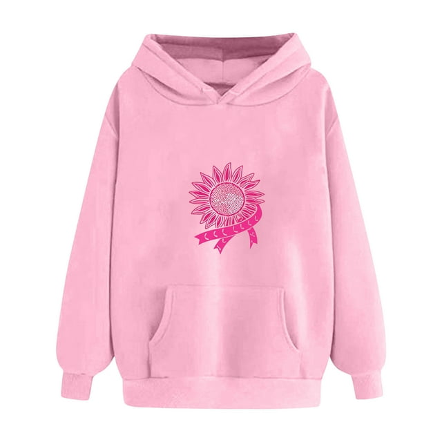 Économies d'Hiver! HVOBTTY Chandail à Capuchon pour Femmes, Chandail à Capuchon Imprimé pour Femmes à Épaules Dénudées, Manches Longues, Hauts pour Dames Rose, TTG