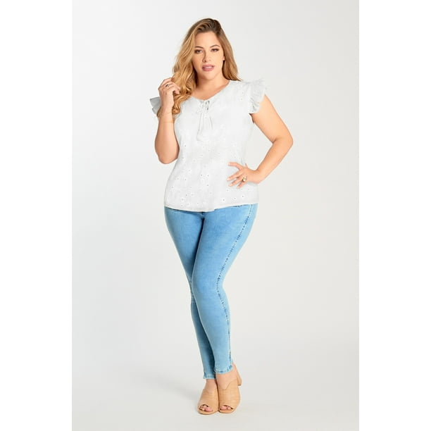 Blusa Con Olanes Blanco Dama Mundo Terra 026347