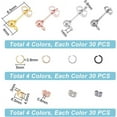 thumbnail image 3 of 120Pcs 4 Colors Ball Post Stud Earrings with Loops with 120Pcs Open Jump Rings Iron Stud Earring with Earring Backs Hypoallergenic Mixed Color Stud Earrings Findings for DIY Earring Making DIY, 3 of 9