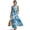 Blue Ink Watercolor, variant on Crane Bird Flower Print Women’s Summer Maxi Dress Sleeveless Crewneck Casual Long Dress with Pockets, Lightweight Linen Look Flowy Beach Vacation Outfit, L