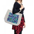thumbnail image 2 of Fractal Shopping Bag, Ceramic Mosaic Style Forms Trippy Abstract Vivid Display, Eco-Friendly Reusable Bag for Groceries Beach and More, 15.5" X 14.5", Cream, by Ambesonne, 2 of 2