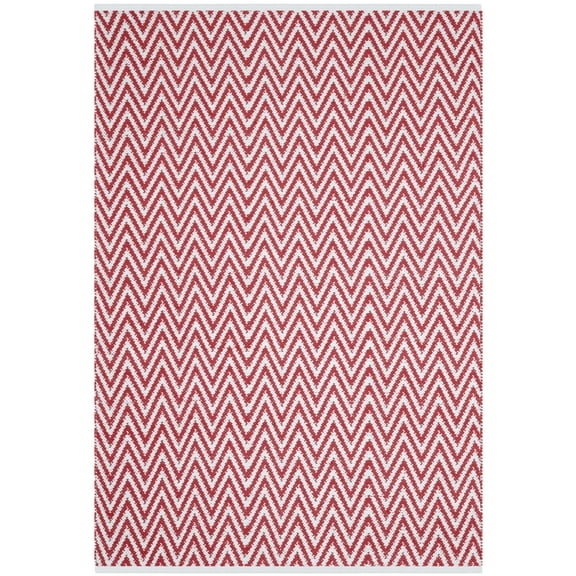 SAFAVIEH Montauk Siomha Geometric Cotton Area Rug, Red/Ivory, 5' x 8'