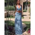 thumbnail image 2 of Women'S Maxi Skirt Set 2 Piece Outfits Sleeveless Strap Top Maxi Skirt Vacation Skirt Set Blue S, 2 of 7