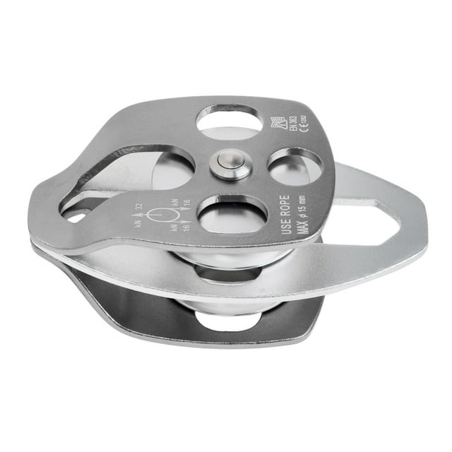 Multipurpose 32KN Heavy Duty Pulley Double Sheave Rigging Arborist Rock Climbing Gray