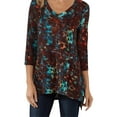 thumbnail image 4 of FASHIONWT Women Plus Size Tie Dye Print V-Neck 3/4 Sleeve Casual Top T-Shirt, 4 of 4