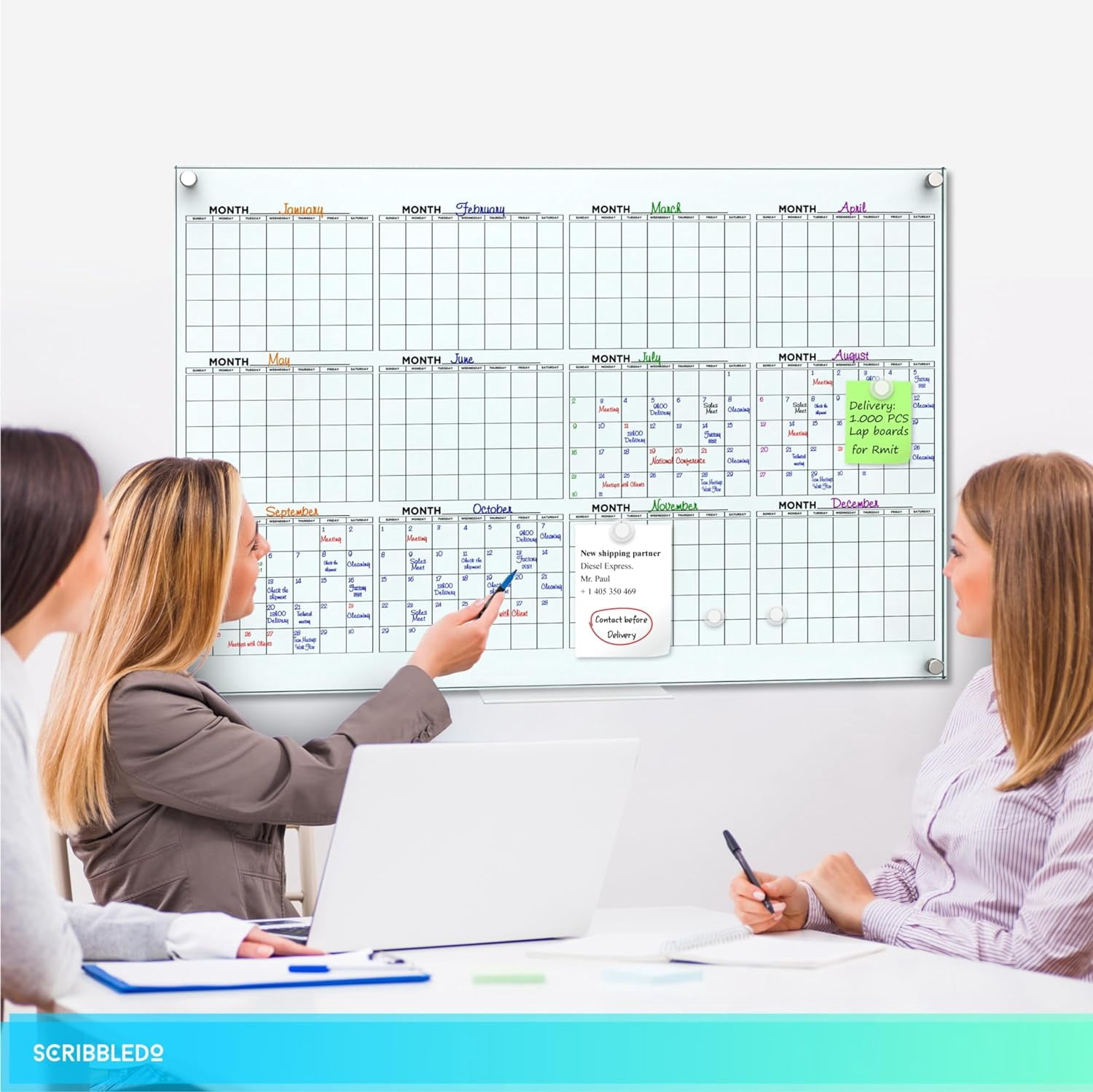 Yearly 24”x36” Glass Magnetic Whiteboard Calendar Planner White Board Calendar Dry Erase Board Dry Erase Calendar for Wall Monthly Glass Calendar Whiteboard Home Office Large Wall Calendar