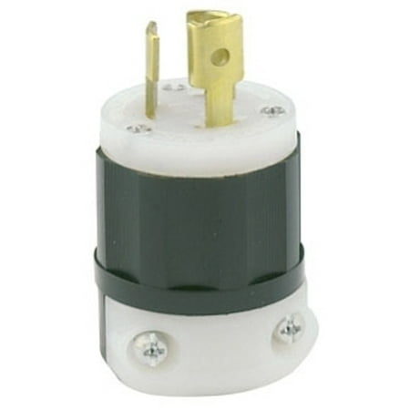 Leviton 4720-C 15 Amp, 125 Volt, NEMA L5-15P, 2P, 3W, Locking Plug, Industrial Grade, Grounding - Black-White