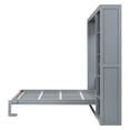 thumbnail image 4 of Queen Size Murphy Bed Wall Bed with Shelves,Upholstered Platform bed  with Wooden Slat Support, Gray, 4 of 9