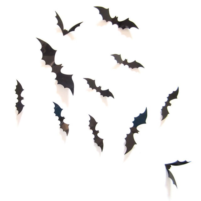 Haillom 12PCS 3D Life-like Bats Decorative Scary Wall Decal Halloween Eve Decor Home Window Wall Sticker