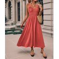 thumbnail image 5 of Women'S Smocked Maxi Dresses 2025 Summer Beach Sundress Casual Spaghetti Strap Swing A Line Long Flowy Dress Mahogany M, 5 of 7