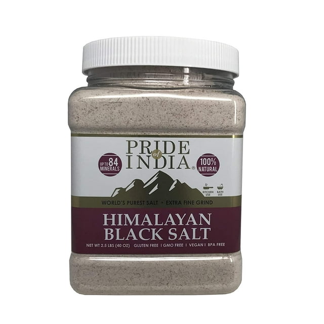 Pride Of India - Himalayan Rock Salt - 84+ Natural Mineral Enriched (Pure Himalayan Black Salt, Extra Fine Grind 2.5 Pound Jar)