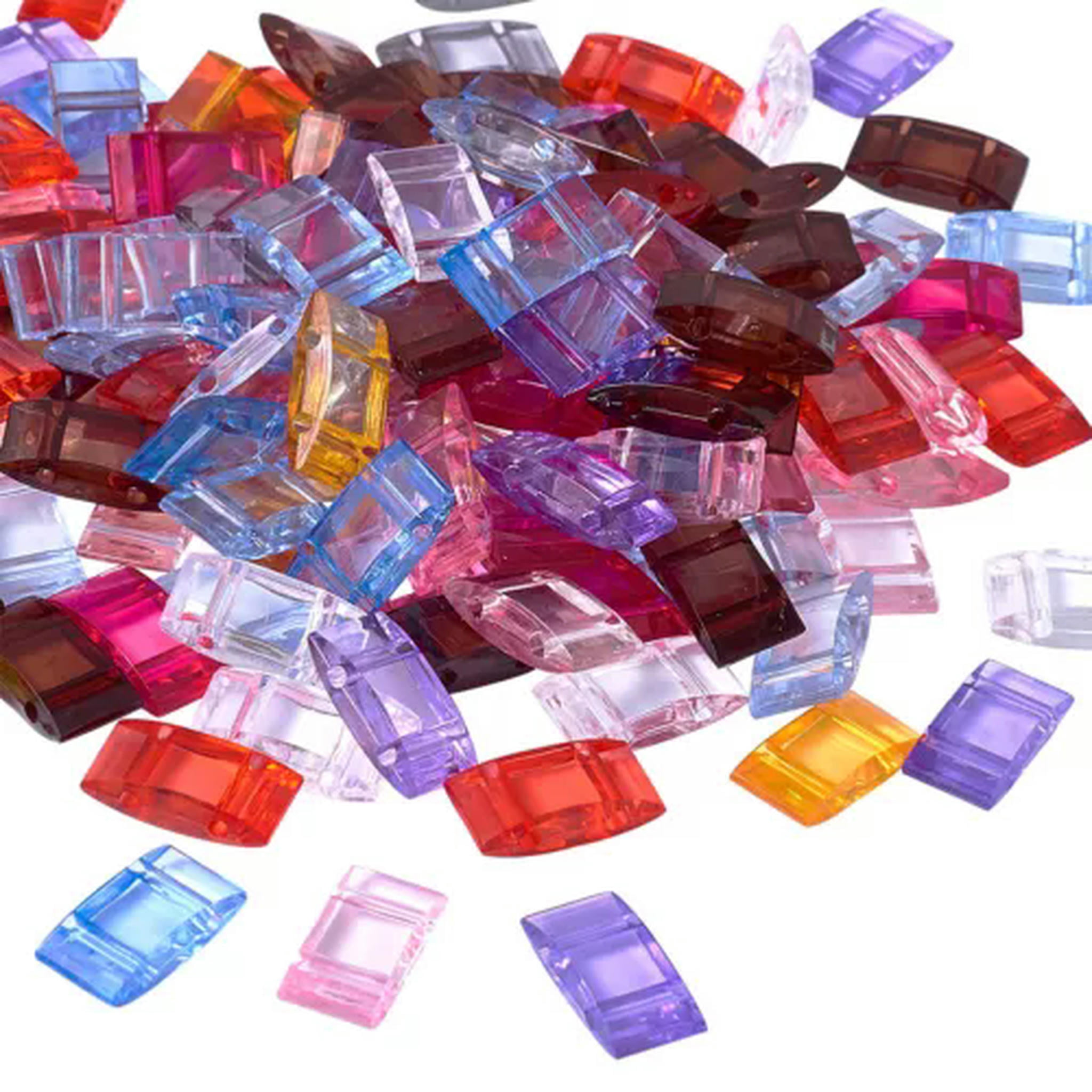 U8MO 780pcs/500g Acrylic Carrier Beasd Rectangle 2-Hole Peyote Jewelry Bases 17x9mm-Orange