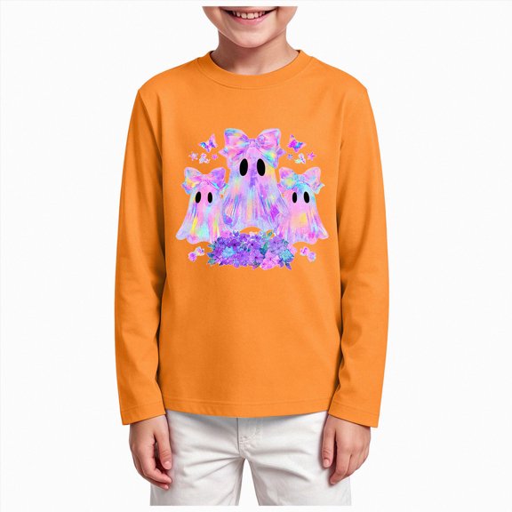 Leey-World Kids Halloween Sweatshirt Boys Ghost Toddler Shirt Crewneck Long Sleeve Graphic Tops