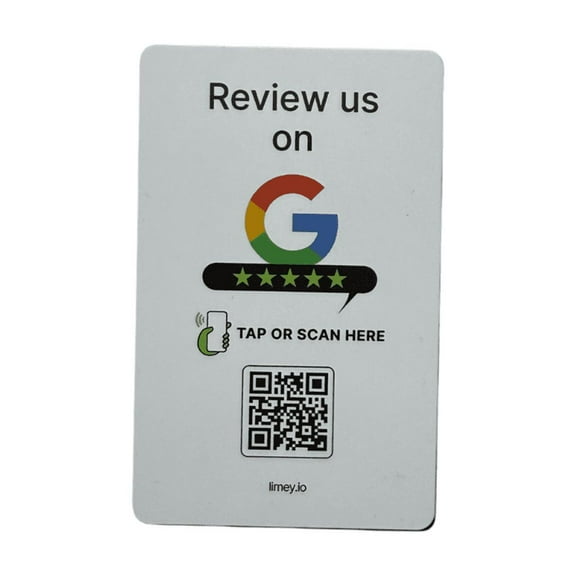 Limey NFC   QR Google Review Card – White - Boost Reviews with a Tap or Scan