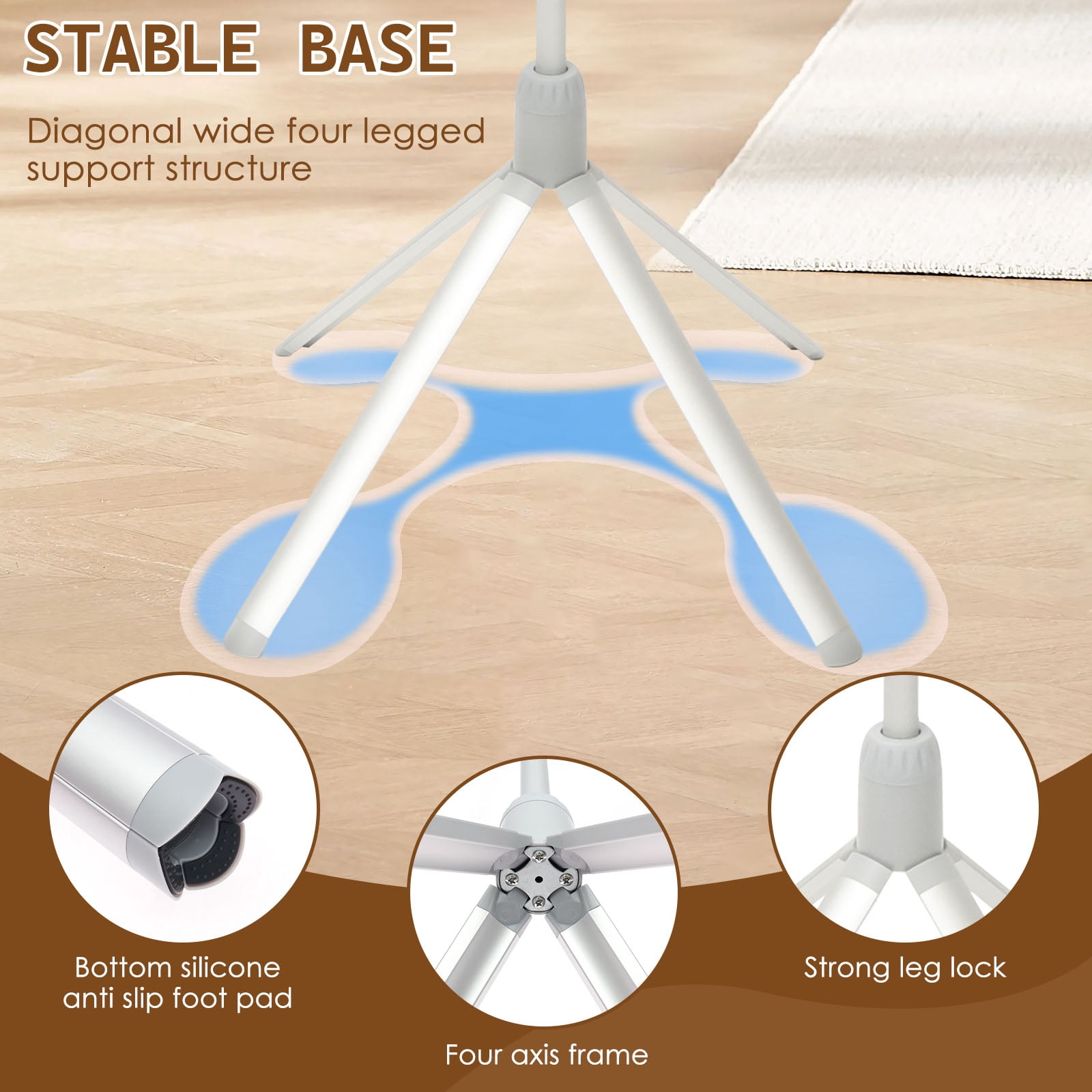 Adjustable Garment Steamer Stand 29" to 58" Height 360° Rotating Clothes Hanger Stand with Tripod Base Foldable Cap and Gown Display Rack for Ironing Drying and Storage, Grey