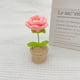 thumbnail image 3 of Decoración de maceta de ganchillo hecha a mano - Planta de rosas tejida para salpicadero de coche, oficina, decoración del hogar - Mini flores de simulación de lana, 3 of 3