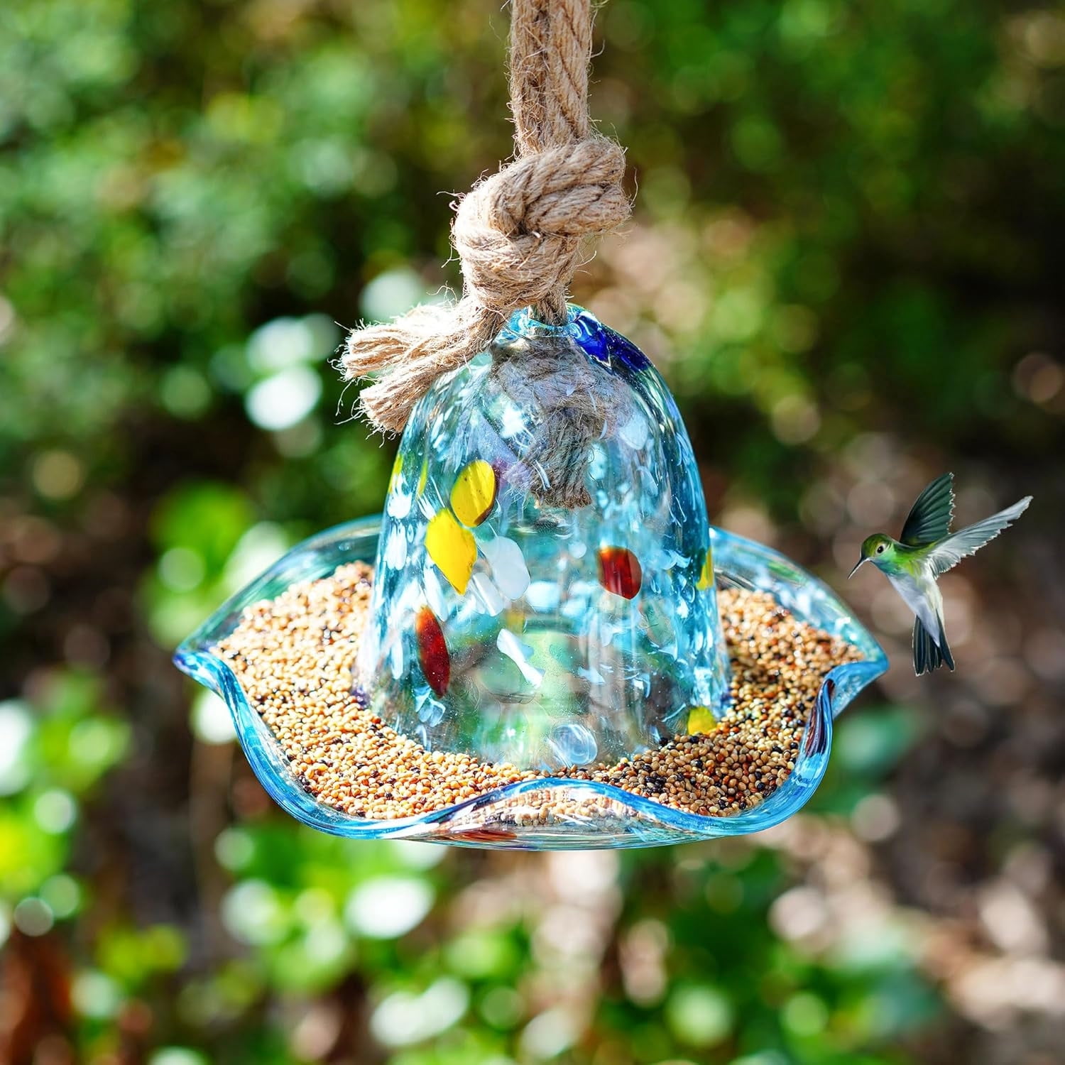 Uiz Merueh Bird Feeders for Outdoors Balcony Bird Feeder Garden Décor, Gifts for Mom Grandma Women