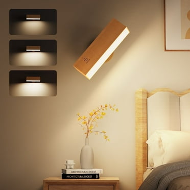 Battery Operated Wall Sconce,Wireless Rechargeable Wall Sconce,Wall Mounted Reading Light,Dimmable Magnetic Wall Mounted Lamp,LED Wall Lights Rotatable for Bedroom,Living Room(1 Pack)