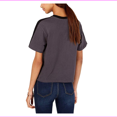 thumbnail image 2 of Rebellious One Juniors Fryday Crop Graphic Ringer T-Shirt Charcoal XL, 2 of 2