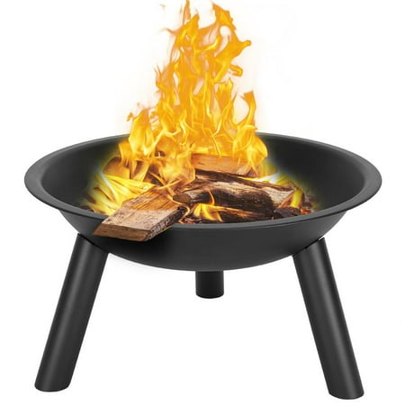 Wood Burning Bbq Grills Ktaxon 22-Inch BBQ Grill Portable Wood Burning Fire Pits Iron Backyard Patio Garden Round Fire Pit Cooking Grill ()