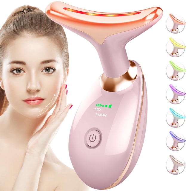 Masajeador facial y de cuello con terapia de luz roja SDKWDH, color rosa brillante