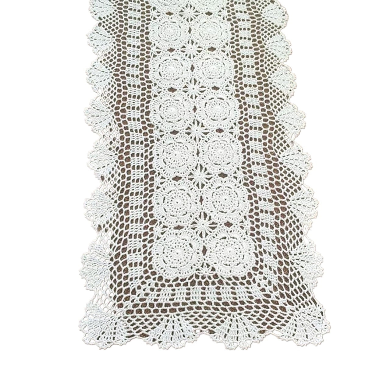 Rectangular Cotton Handwork Crochet Lace Table Runner Doilies for Coffee Table Dresser Scarf Centerpieces Décor,2PC