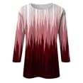 thumbnail image 4 of JULMCOMO 3/4 Length Sleeve Womens Tops Dressy Casual Crew Neck T Shirts Summer Floral Print Elbow Length Shirts 2024 Trendy Plus Size Tunics Shirts Deep Red 2XL, 4 of 5