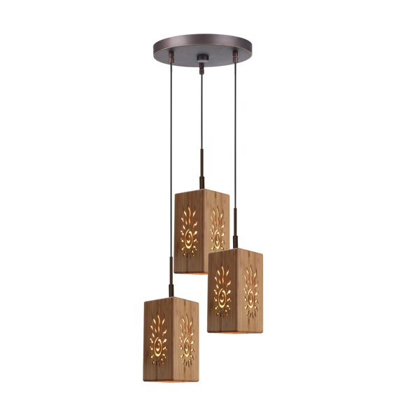 Woodbridge Lighting Radiance 3-Light Bamboo Cluster Pendant in Bronze