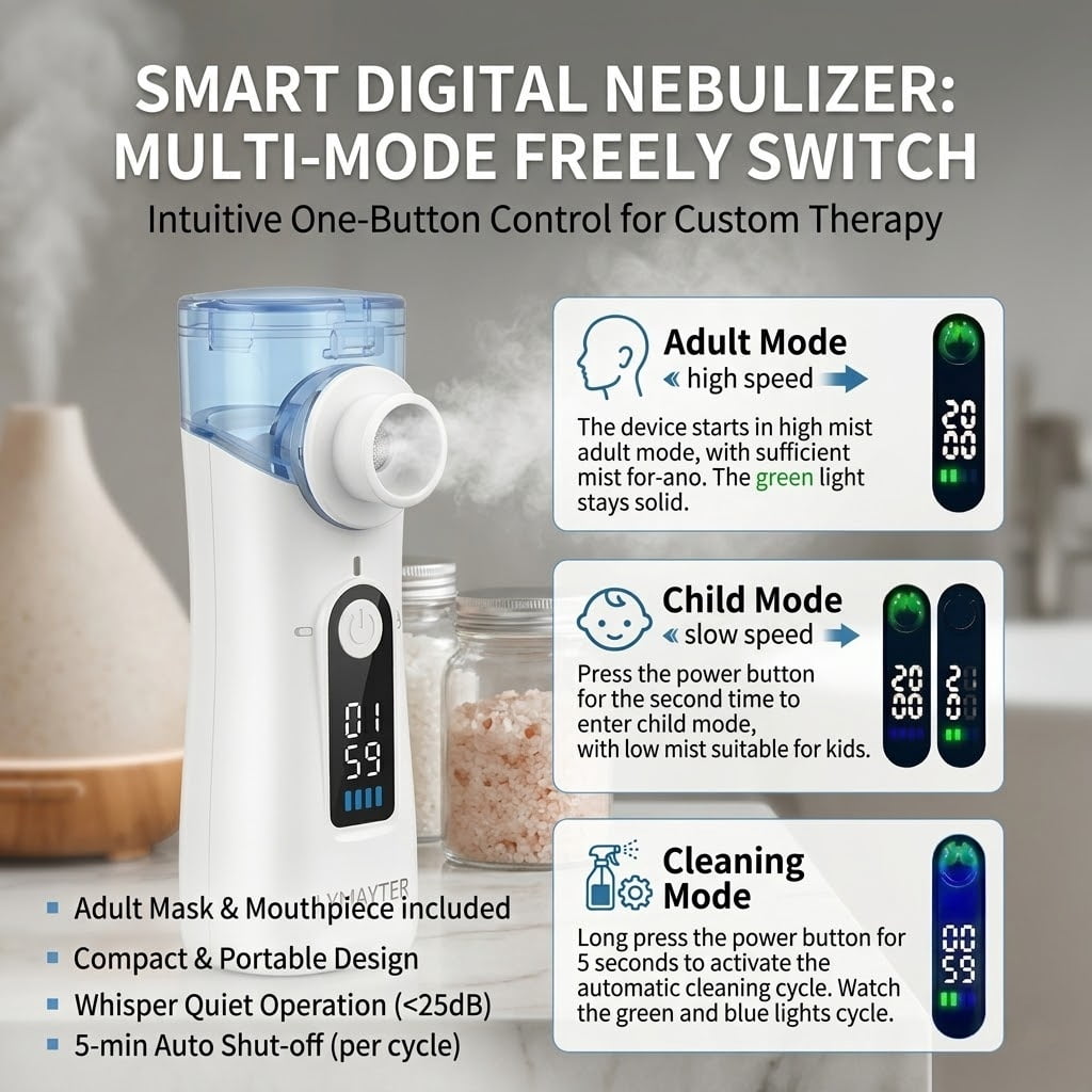 AJZIOJIRO Portable Humidifier Handheld Steam Inhaler USB-C Rechargeable Travel Device
