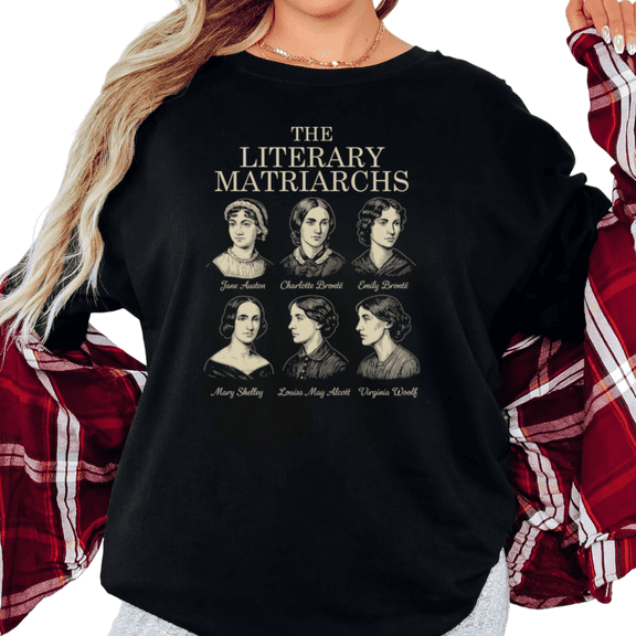 Women's The Literary Matriarchs Graphic T Shirt Classic Female Author Portrait Print Book Lover Short Sleeve Round Neck Top Black S-5XL