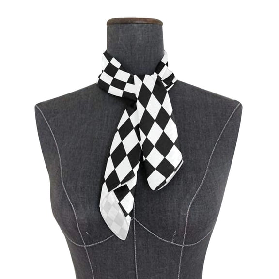 Square Scarf 24x24 Inch Classic Black-and-white Checkered Pattern Silky Satin Sun Protection Neck Scarf for Women Multi-Purpose Head Wrap Bandana for Hair Bag Decoration