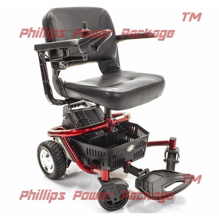 Golden Technologies - LiteRider Envy - Compact Power Chair - Red - PHILLIPS POWER PACKAGE TM - $500 VALUE