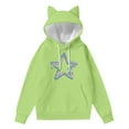 thumbnail image 4 of SwiftWear Women's Star Print Cute Cat Ear Hoodie Soft Pullover Hooded Tops with Front Pockets, Animal Themed Casual Wear Green, 4 of 4