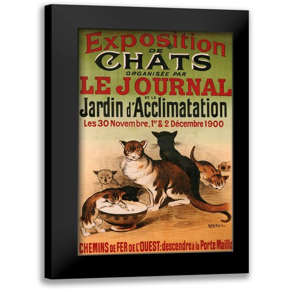 Vintage Apple Collection 10x14 Black Modern Framed Museum Art Print Titled - Exposition De Chats