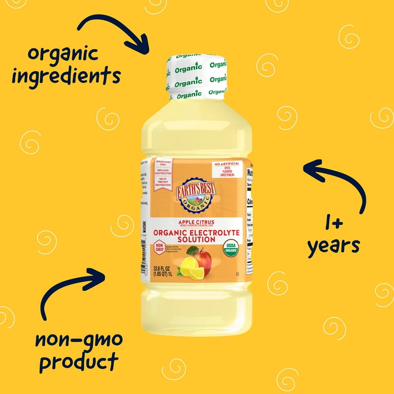 Earth's Best Electrolyte Solution, Organic, Apple Citrus 33.8 fl oz