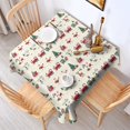 thumbnail image 2 of Beige Christmas Santa and Train Pattern Square Tablecloth,Waterproof Square Table Cover,Wipeable Spillproof Washable Table Cover for Home Kitchen Party Decor 60"x60"(152x152cm), 2 of 6