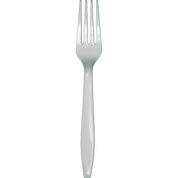 Touch of Color Premium Plastic Forks, Shimmering Silver, 24 Ct