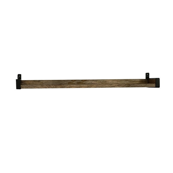 InPlace, 9602086E, 36Wx5Dx2.75H, Real Wood Industrial Iron Bracket Ledge Shelf, Driftwood