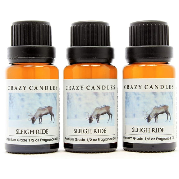 Sleigh Ride Christmas (Made in USA) 3 Bottles 1/2 Fl Oz Each (15ml) Premium Grade Scented Fragrance Oil (Blend of Pine, Apple, Cinnamon, Holly and Vanilla)