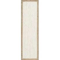 Jaipur Art And Craft Natural Fiber White Jute Brown Border Handmade 2x6 Square feet (60x180 cm) Rectangular Area Rug