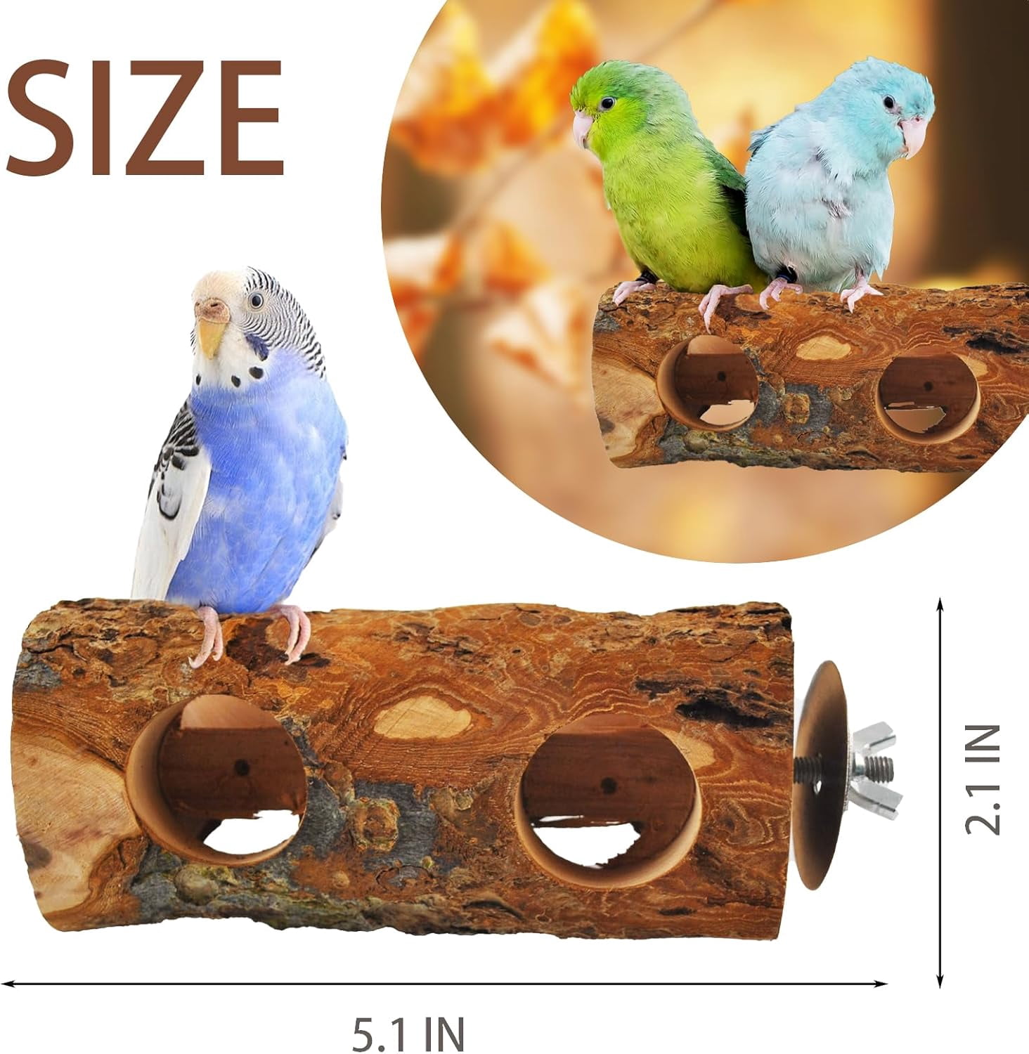 Bird Wooden Block Chewing Toy for Parrot Beak Grinding with Perch for Foraging Training