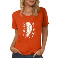 thumbnail image 1 of Dadaria T-Shirt Orange pour Femmes Manches Courtes Col Rond Été Chandail Blouses L, 1 of 5