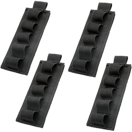 Nylon Buttstock Holder Rifle Cartridge Shotgun Ammo Carrier with Adhesive Side Saddle Backing Strip (5 Rounds - 4 Pack) 5 Rounds - 4 Pack