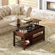 GALAXHERO Coffee Table, 39 Lift Top Coffee Table with Hidden Compartment, Storage Drawers and Storage Shelf for Living Room, Reception Room, Espresso