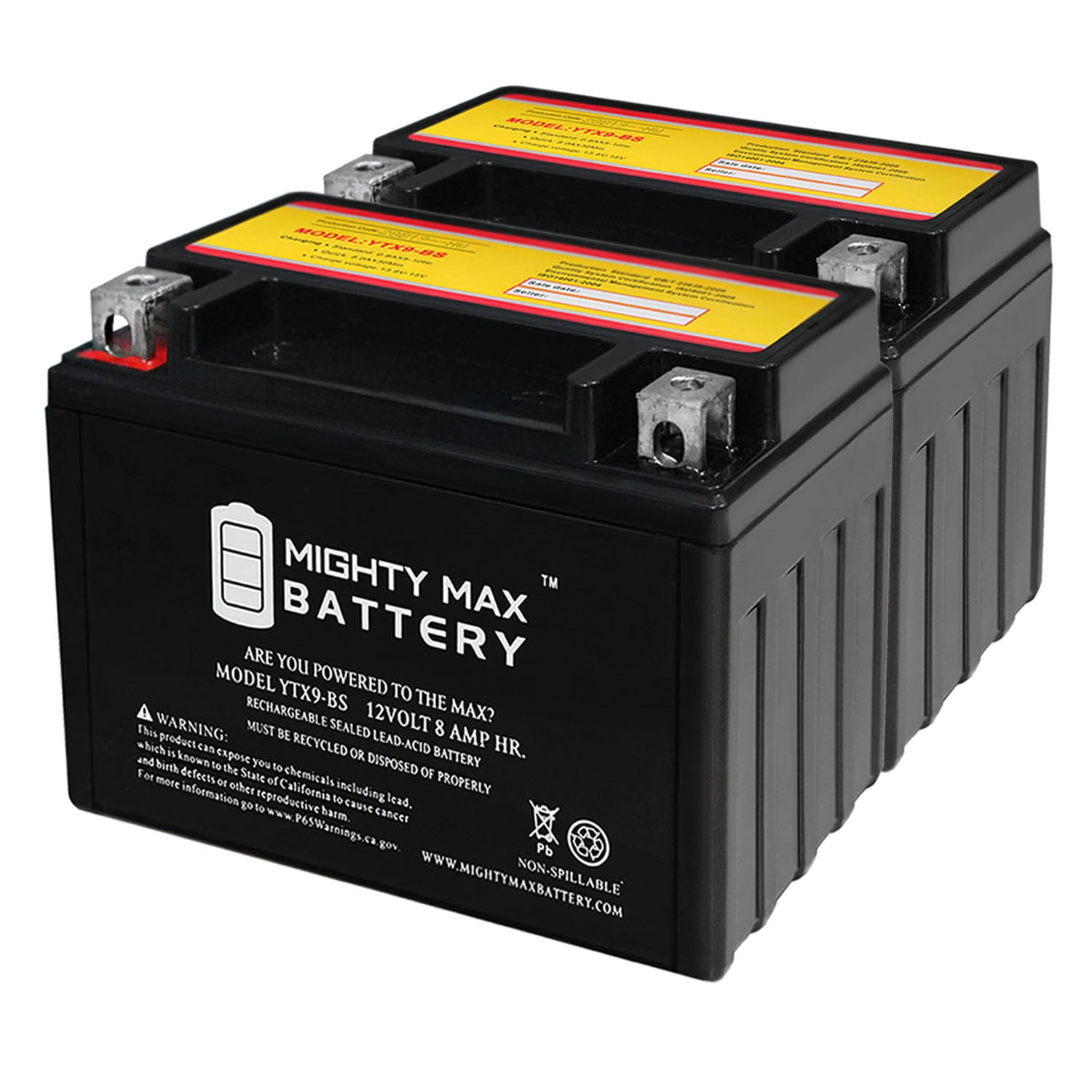 YTX9-BS SLA Battery Replaces Piaggio Vespa 125 ET4 2000-2004 - 2 Pack