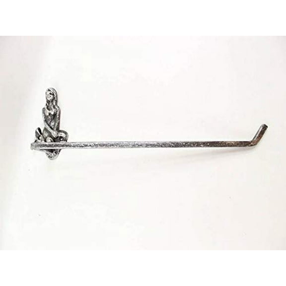 Rustic Silver Cast Iron Mermaid Wall Mounted Paper Towel Holder 17" - Mermaid D