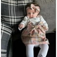 thumbnail image 2 of Baby Girl Clothes Ruffles Plaid Faux-two Dress with Bow Headband Fall Winter Outfit 12-18 Months, 2 of 6